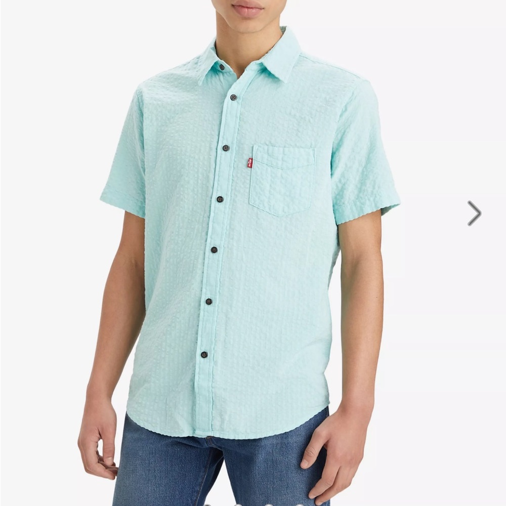 Levi’s Short Sleeve Sunset One Pocket Shirt Aqua Blue L (12-13 yrs)